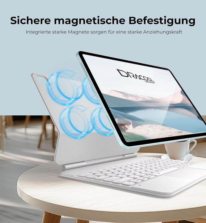 Dracool Tastatur Hülle für iPad Pro 12,9 Zoll mit Trackpad Magnetische Freischwebende 7 Farbige Bele