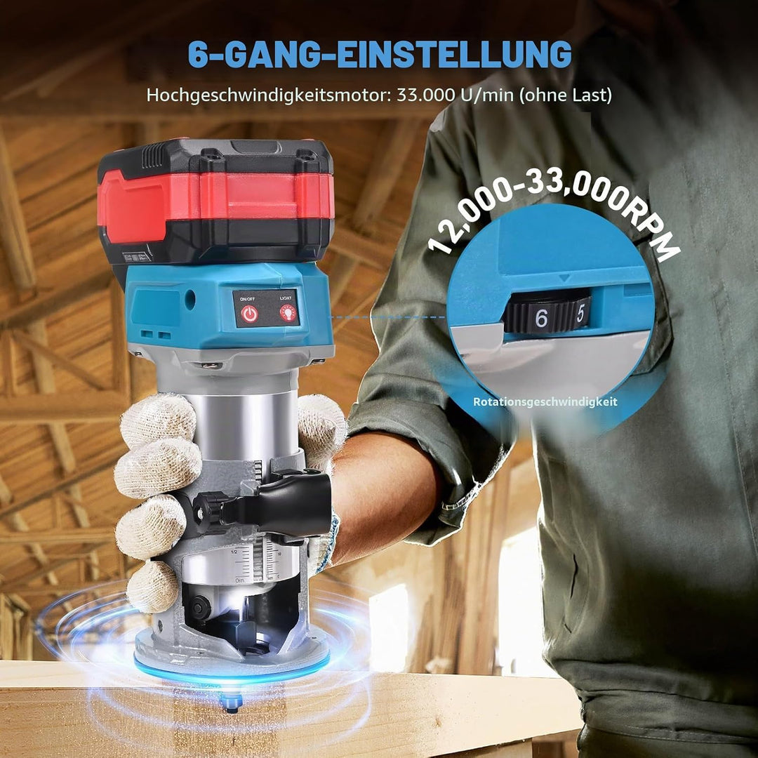 6,5 Amp Holzschneidemaschine mit zwei 4000Mah Batterien Stabile manuell einstellbare Geschwindigkeit