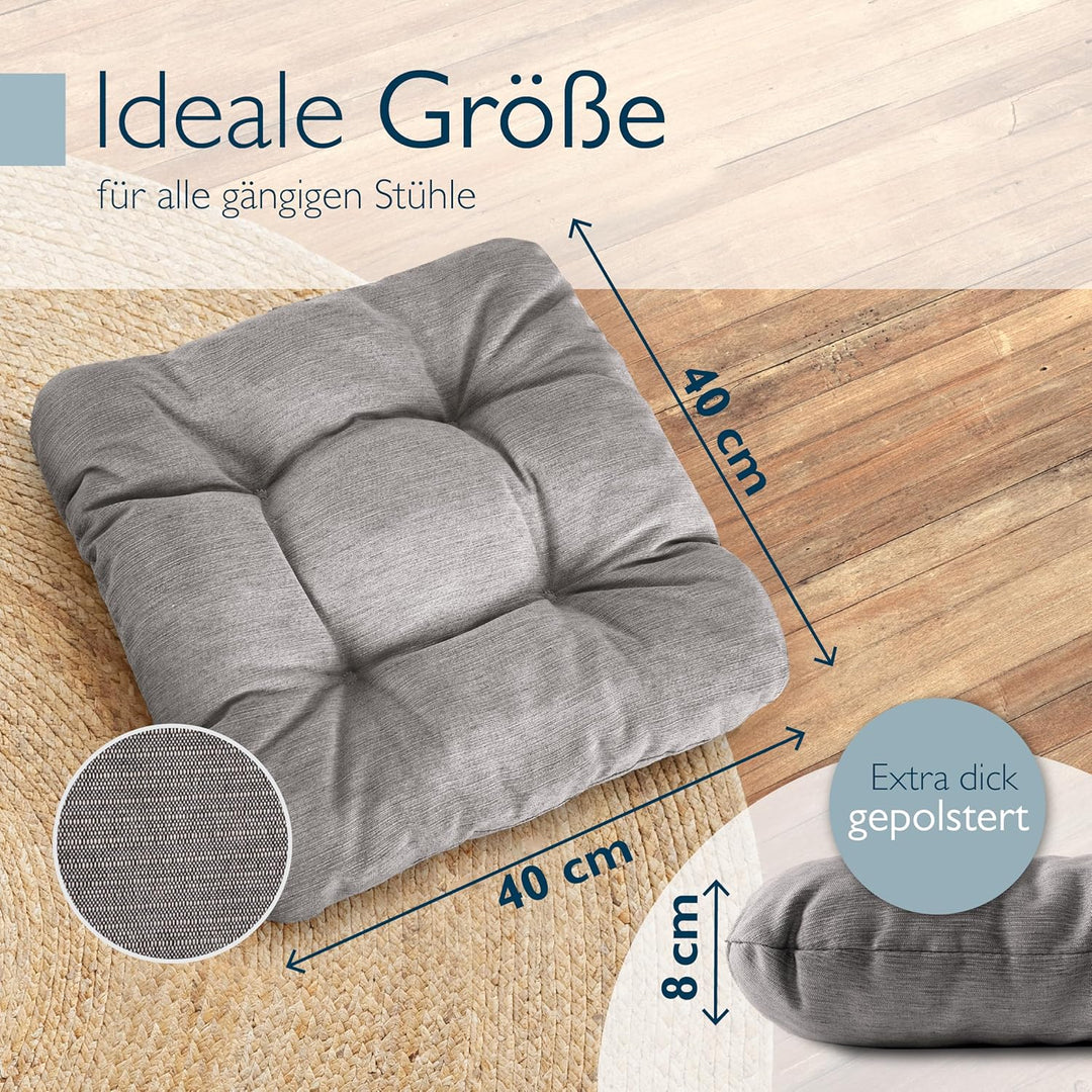 Beautissu 2er Set Premium Stuhlkissen 40x40 cm Hellgrau – UV-beständig & Robust Sitzkissen Outdoor 8