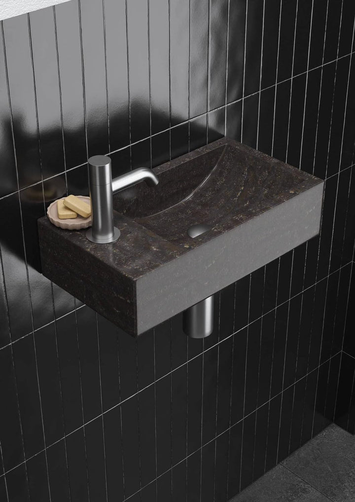 Saqu Nature Collection Naturstein-Waschbecken Links 40x22x10cm