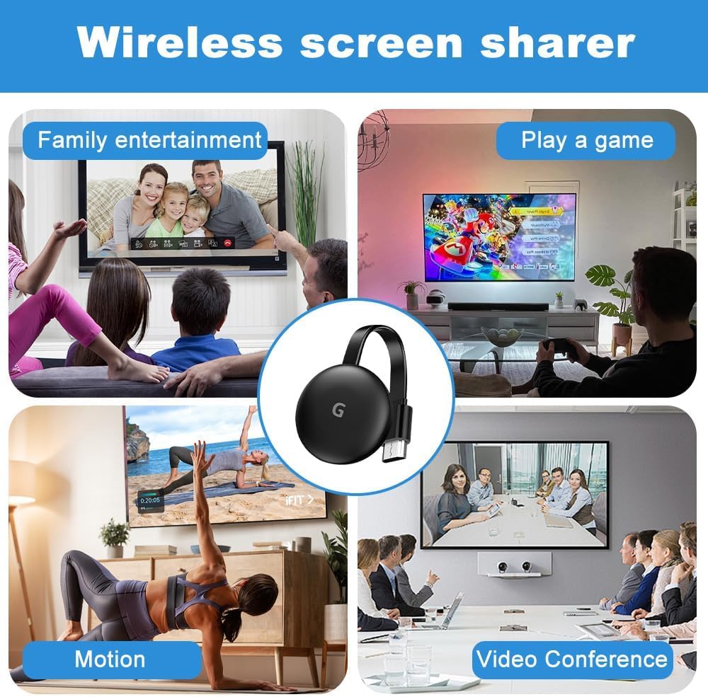 4K Full HD Miracast HDMI Dongle, 1080P Wireless HDMI Adapter, 5G Miracast Dongle, WiFi Display Dongl