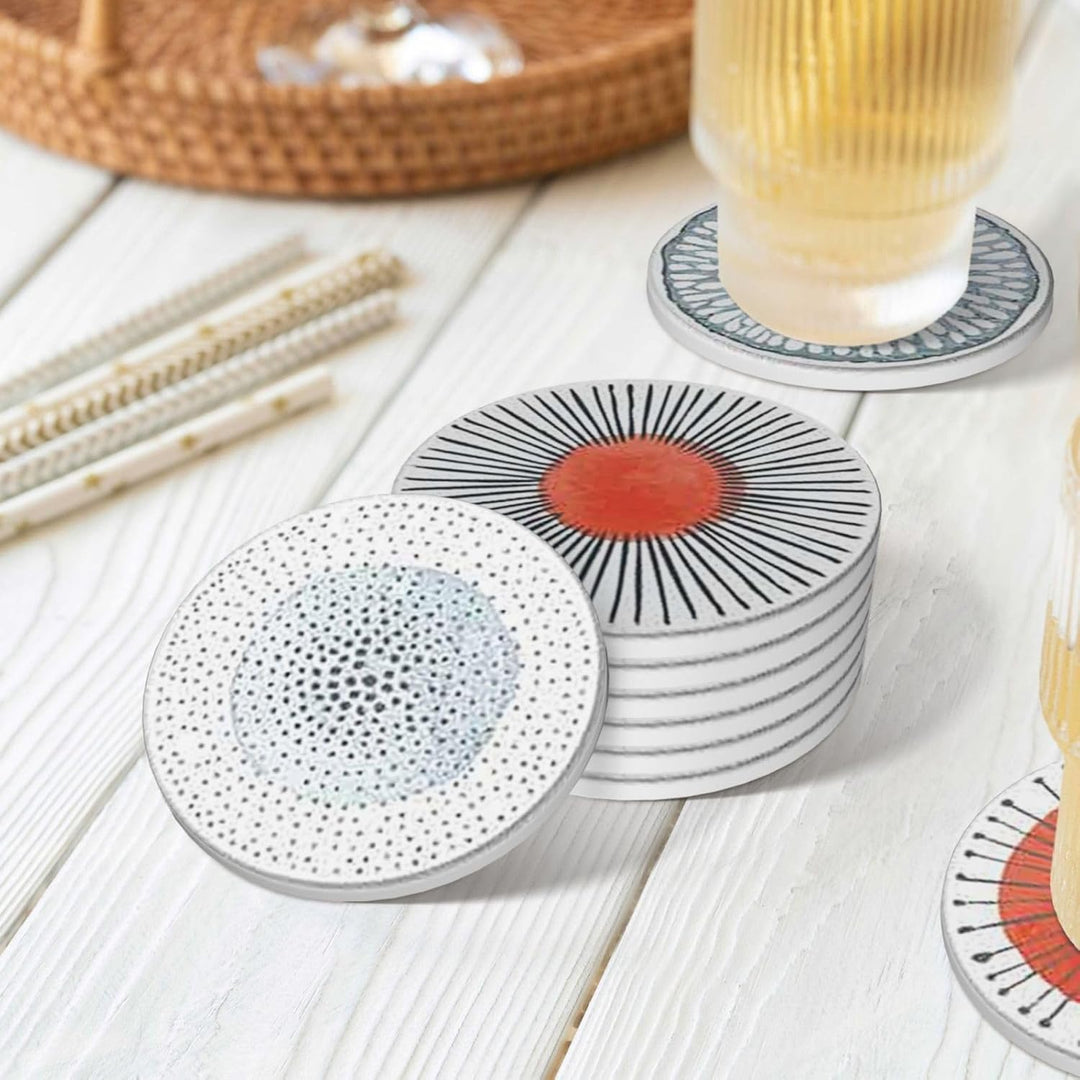 Untersetzer Gläser, Keramik untersetzer 6er Set, Saugfähig Kork Keramik Glasuntersetzer mit Halter f