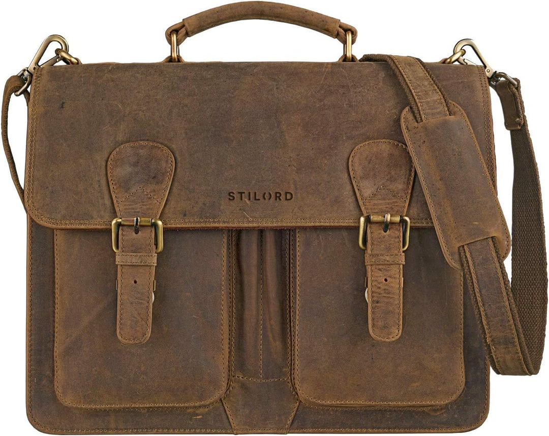 STILORD Aktentasche Herren Lehrertasche Bürotasche Laptoptasche Umhängetasche Vintage gross aus echt