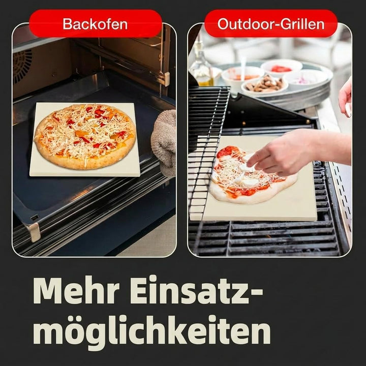Pizzastein 35.2 x 35.2 cm aus Cordierit, 12 mm – XXL Pizzastein für Backofen, Grill &amp; Pizzaofen, hit