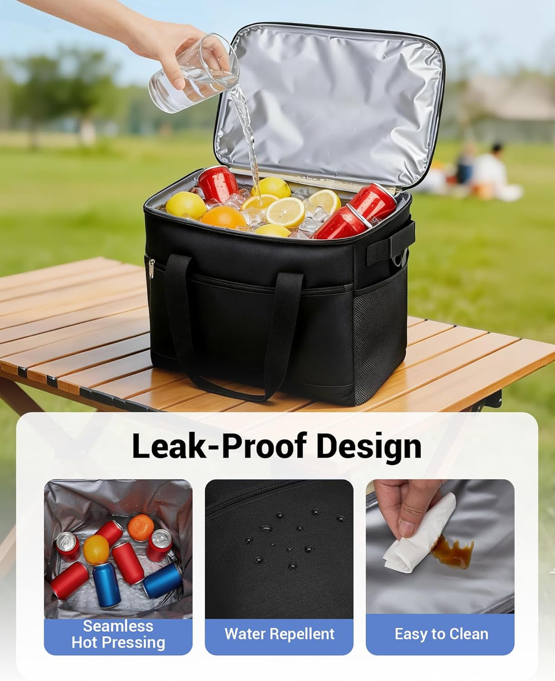 KONO Kühltasche Gross Faltbar 20L 30L – Isoliertasche Thermotasche bis zu 12h Kühlung, Auslaufsicher