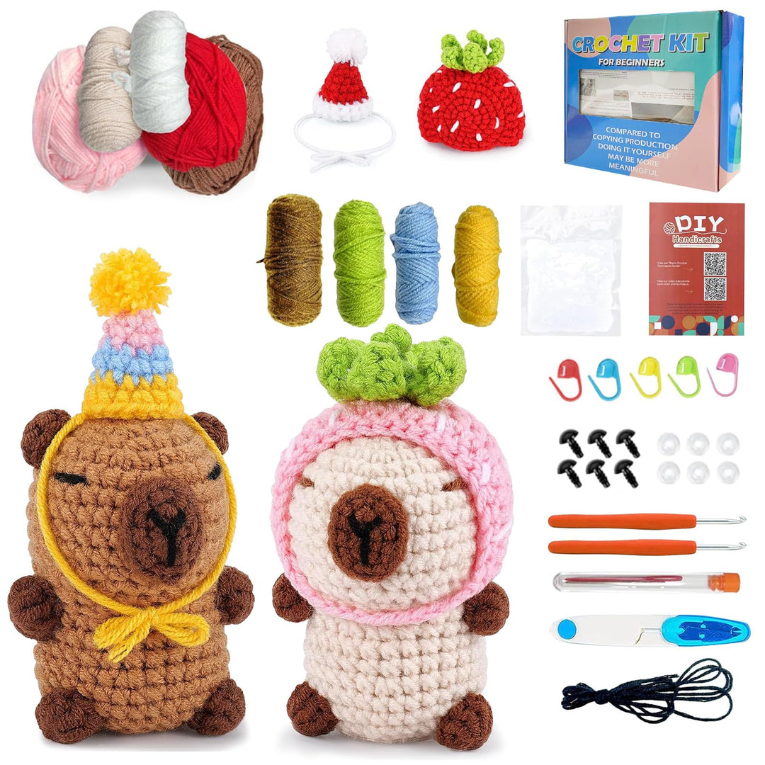 BOYIFEIJIE Häkeln für Anfänger Set – Häkelset Tiere, Amigurumi Anleitung mit Schritt-für-Schritt-Vid