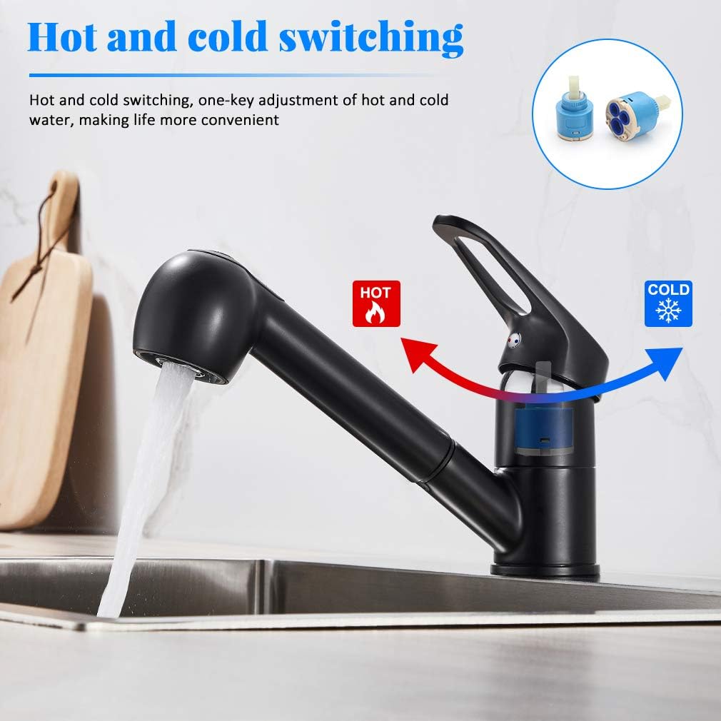 BONADE Ausziehbare Küchenarmatur mit Dual-Spülbrause, Wasserhahn 360° Drehbare Spültischarmatur, Hoc