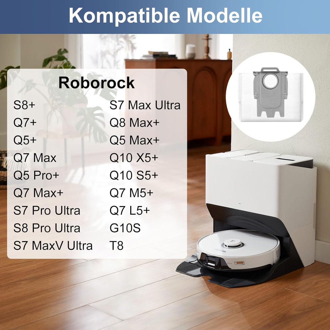 15 Stück Staubbeutel für Roborock Q7 L5+/Q10 S5+/S8+/S8 Pro Ultra/S7/S7 MaxV Ultra/S7 Pro Ultra/Q7+/
