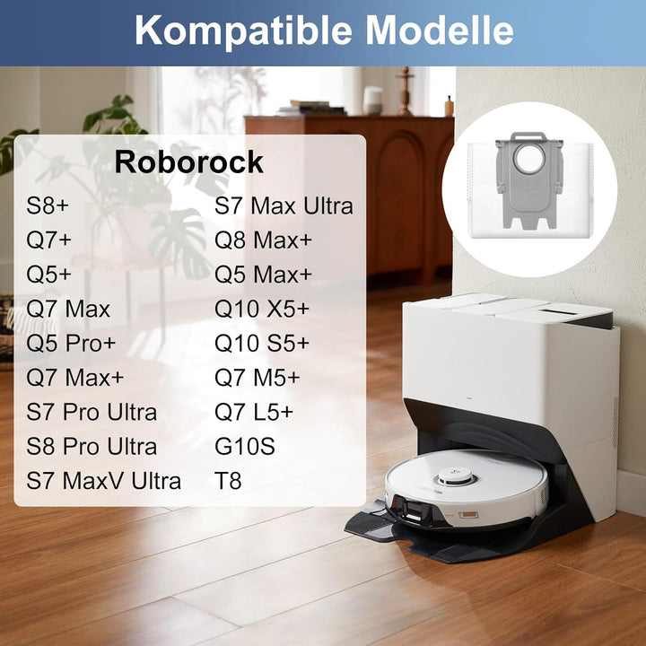 15 Stück Staubbeutel für Roborock Q7 L5+/Q10 S5+/S8+/S8 Pro Ultra/S7/S7 MaxV Ultra/S7 Pro Ultra/Q7+/