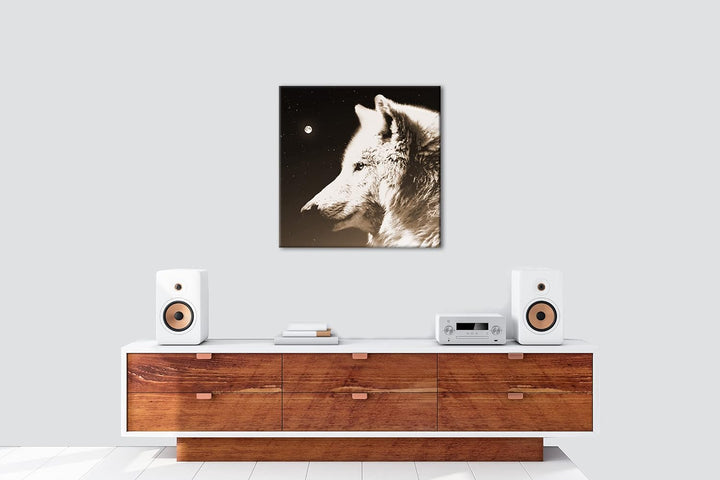 deyoli einsamer stolzer Wolf Format: 70x70 Effekt: Sepia als Leinwandbild, Motiv fertig gerahmt auf