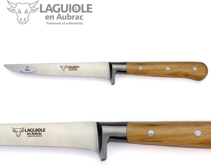 Laguiole en Aubrac Kochmesser Küchenmesser Set - 5teilig - Griff Buchsbaum - Geschmiedete Qualität