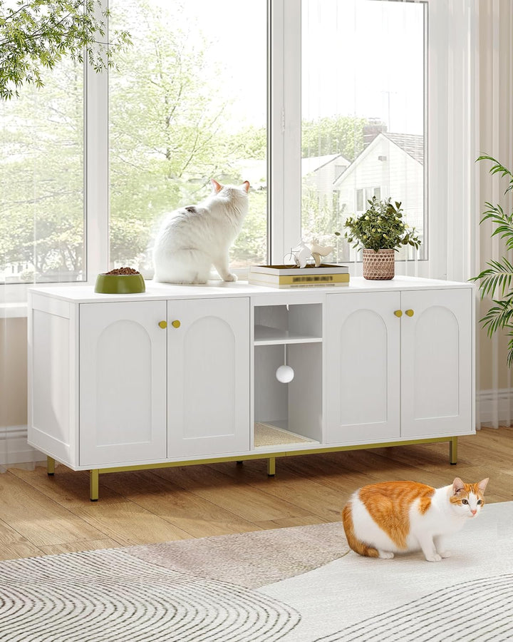 Hzuaneri Katzenschrank für 2 Katzen, Katzenklo Schrank, Katzenhaus Versteckt mit Doppelräumen, Mit S