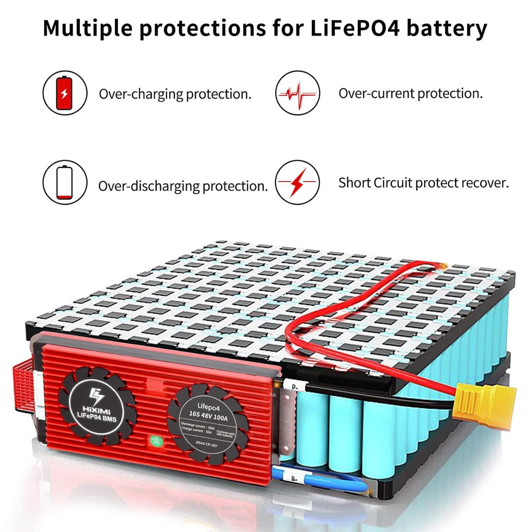 LiFePO4 BMS 16S Bluetooth 48V 100A Lithium Eisen Phosphat Batterie Management System Schutz Board mi