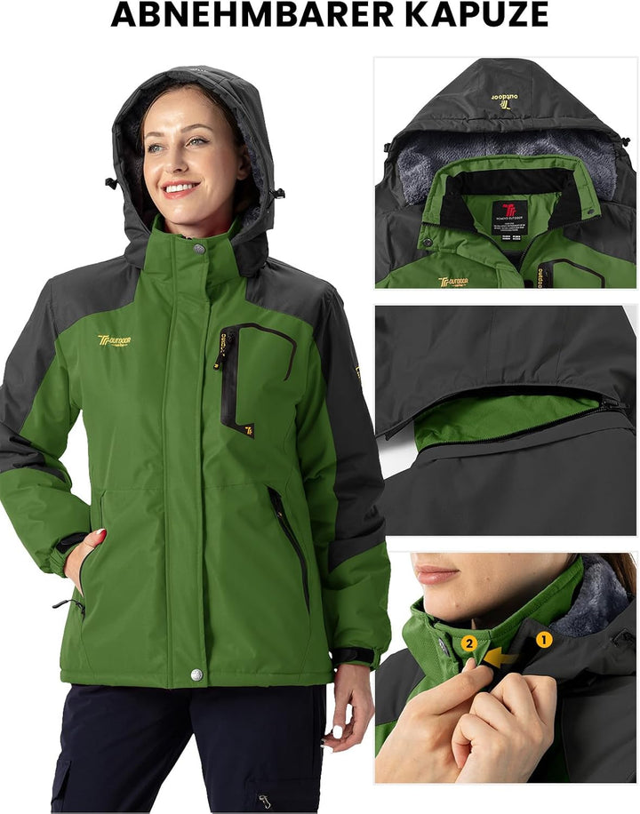 donhobo Damen Jacken Fleecejacke Winterjacke Wasserdicht Atmungsaktiv Verdickt Warm Winddicht Softsh