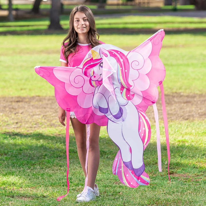 JOYIN Einhorn Drachen,Drachen für Kinder und Erwachsene,grosser Stranddrachen 43.3'' für Spiele und