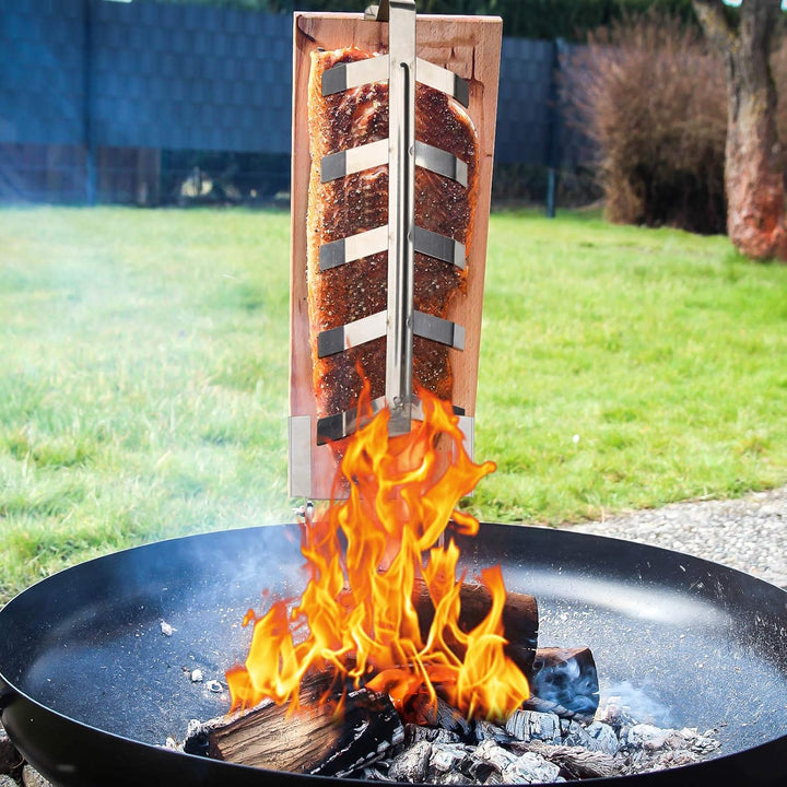Flammlachsbrett mit Stabiler Halterung aus Edelstahl-Räucherbretter aus Zedernholzbrett-Grillzubehör