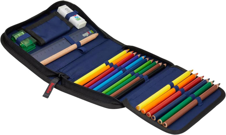 ergobag Federmäppchen Set 22-teilig, Lyra Buntstifte, Stundenplan-Fach, Kleingeld Fach, Lineal Raumf