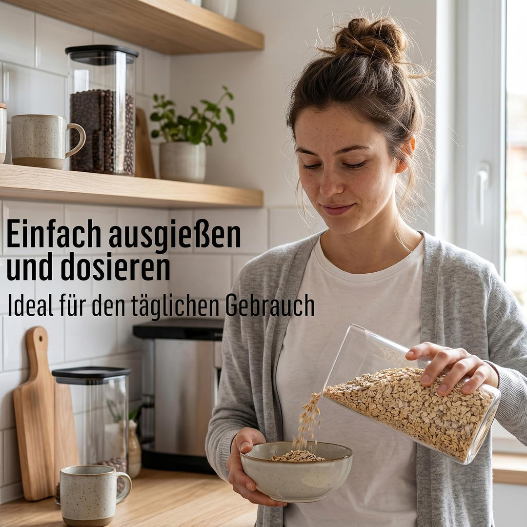 Deco haus Vorratsgläser mit Glasdeckel für Spaghetti 2x 2300ml + Etiketten | Vorratsdosen Glas mit D