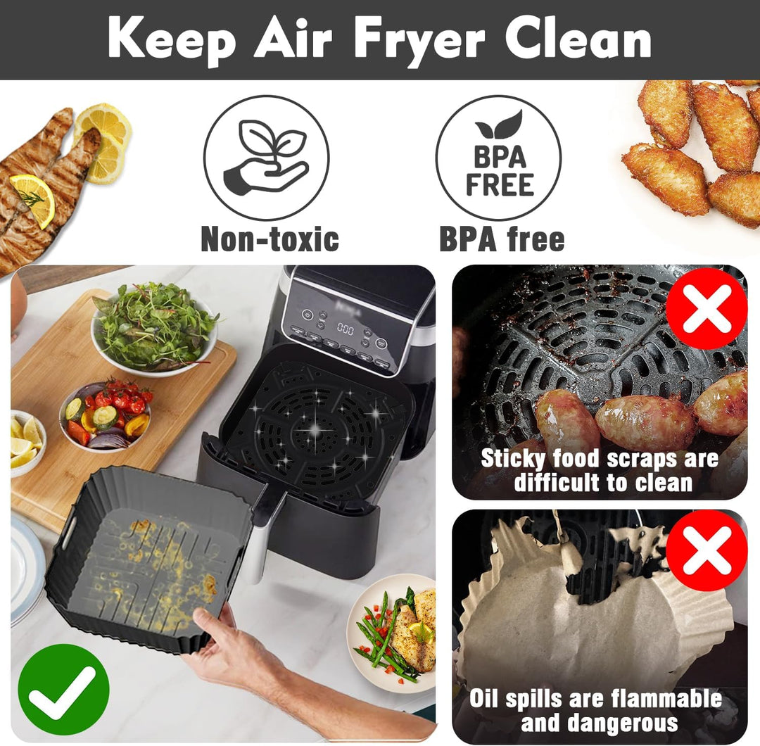 Silikonform für Heissluftfritteuse 19-23CM, Air Fryer Zubehör Silikon Einsatz anstelle Backpapier, H