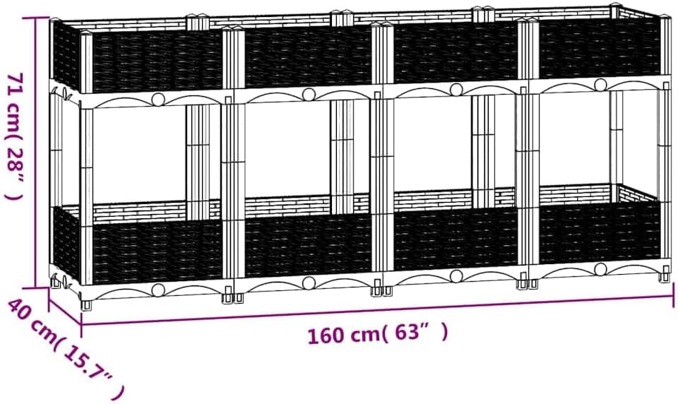 vidaXL Hochbeet Blumenkasten Gartenbeet Pflanzkasten Gemüsebeet Pflanzbeet Frühbeet Blumenbeet Pflan