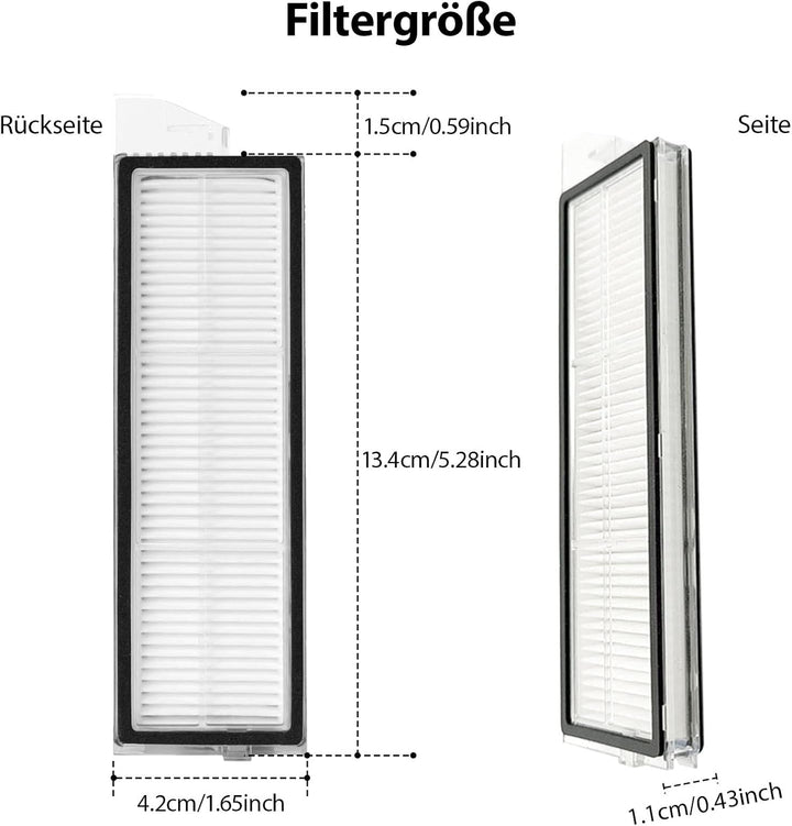 6 Stück Filter für Roborock S8 Maxv Ultra / S8 Max Ultra Roboter Staubsauger, Ersatz-HEPA-Filter Ers