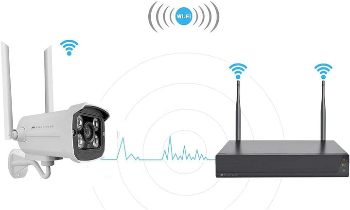 VisorTech Überwachung Set: Funk-Überwachungssystem mit HDD-Rekorder & 4 IP-Kameras, 2K+ und App (Cam
