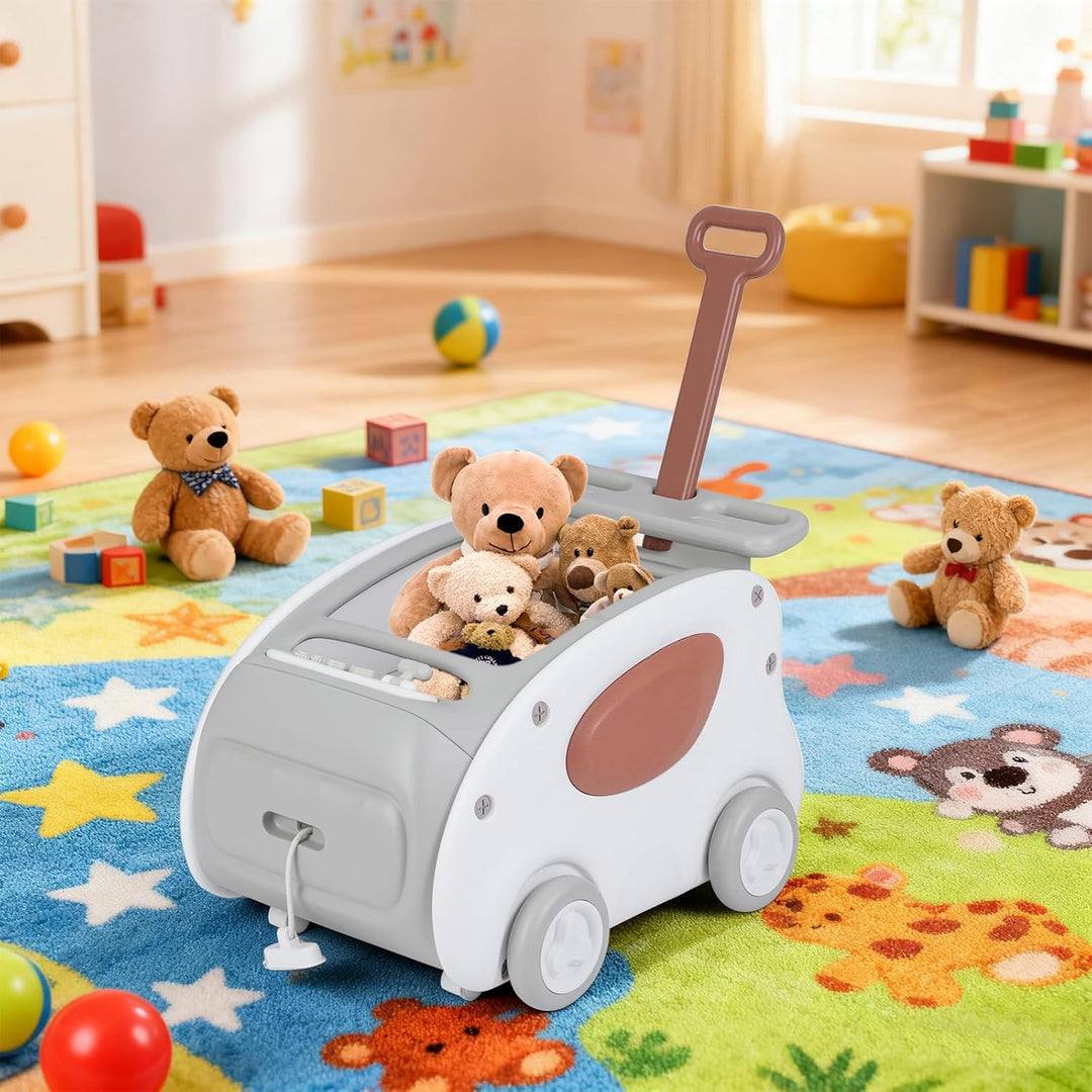 COSTWAY Baby Lauflernwagen, 2-in-1 Lauflernhilfe mit Rädern, klappbarer Sitz & Sicherheitsgurt, baby