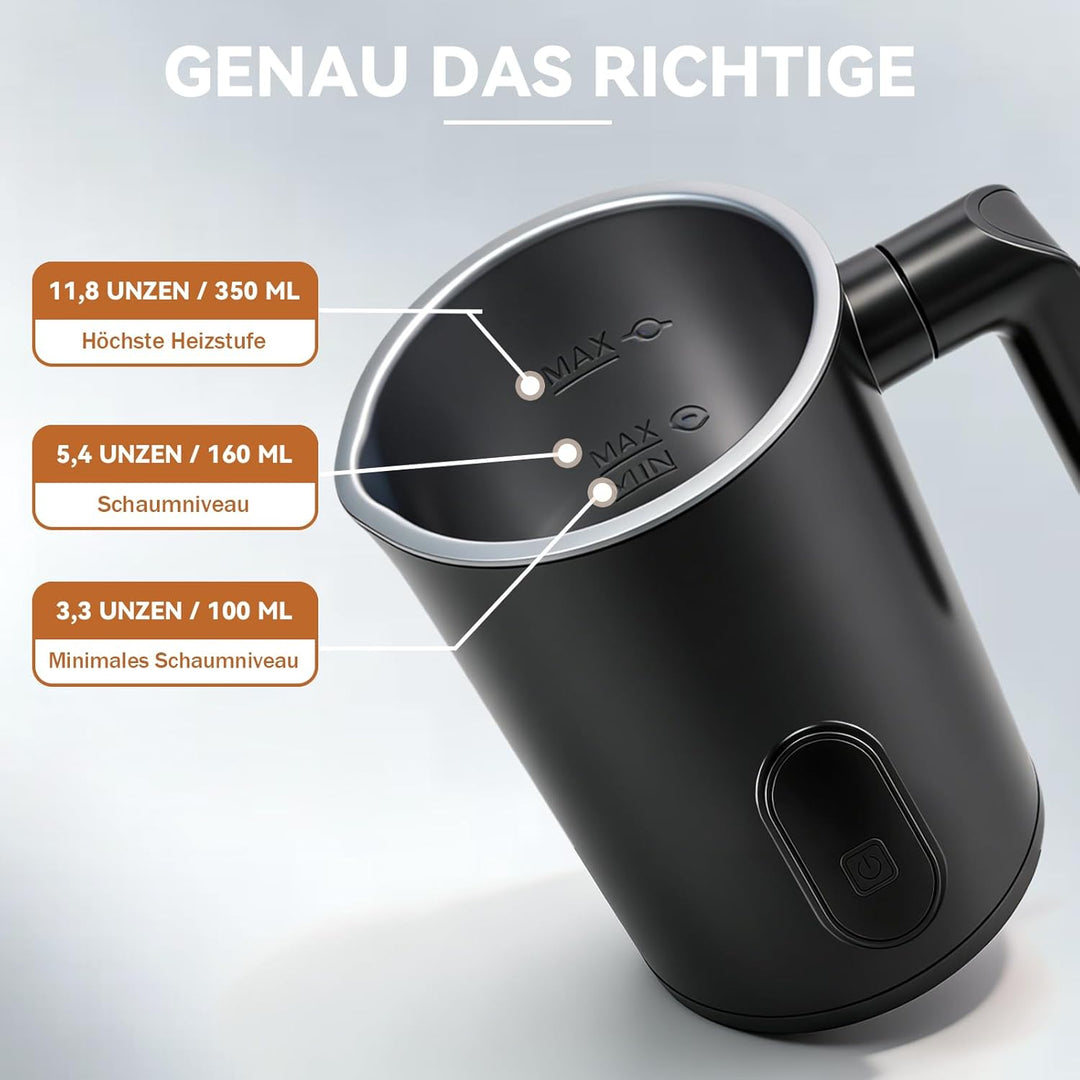 Milchaufschäumer Elektrisch, 4-in-1 Automatische Milchschäumer, 350 ml Milchwärmer für Heissen und K