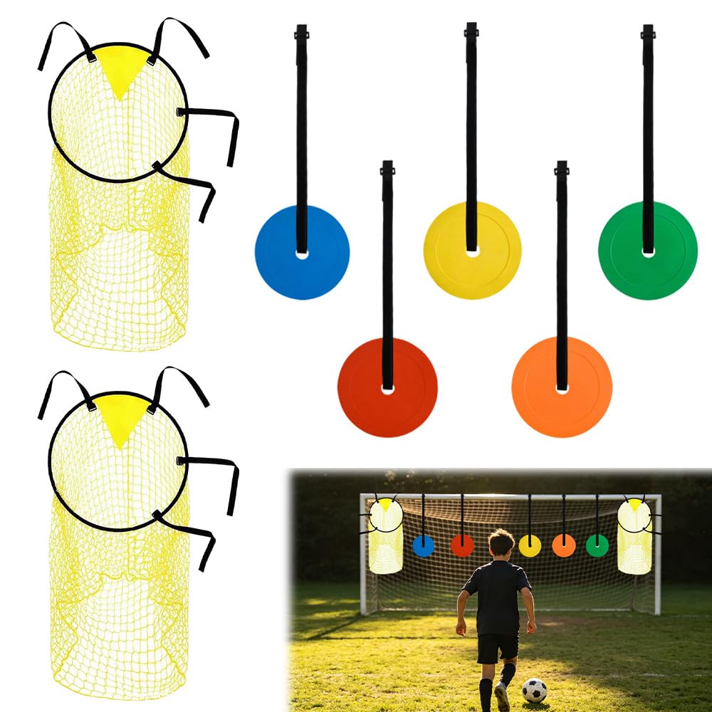 2 Stück Fussballtor Zielnetz, 45 x 60CM Fussball Ziel mit Rahmen, Fussballtor Zielnetz mit 5 Bewegli