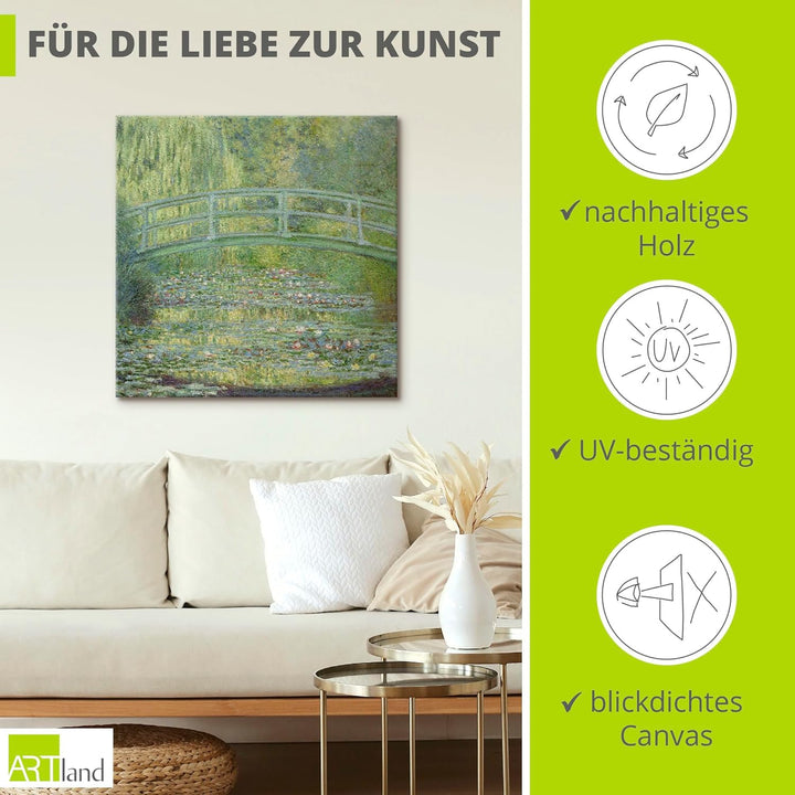 ARTland Leinwandbilder Wandbild Bild auf Leinwand 40x40 cm Wanddeko Garten Teich Pflanzen Seerosente