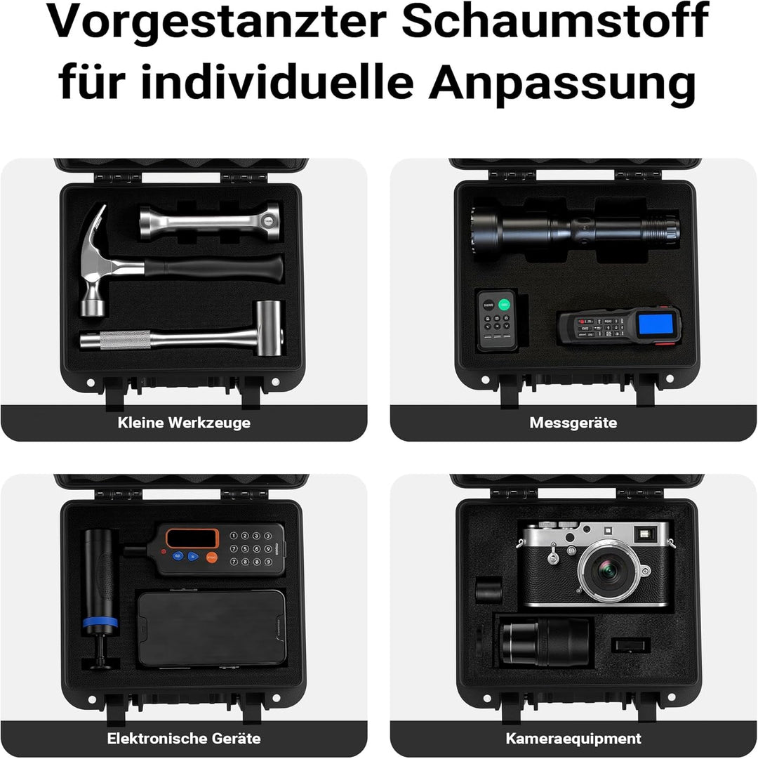 Wiltec Universalkoffer 25 x 21,8 x 11,3 cm, wasserdichter Transportkoffer, Schutzkoffer aus PP und G