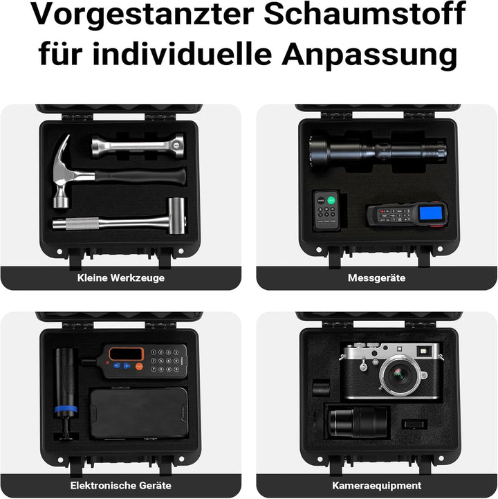 Wiltec Universalkoffer 25 x 21,8 x 11,3 cm, wasserdichter Transportkoffer, Schutzkoffer aus PP und G