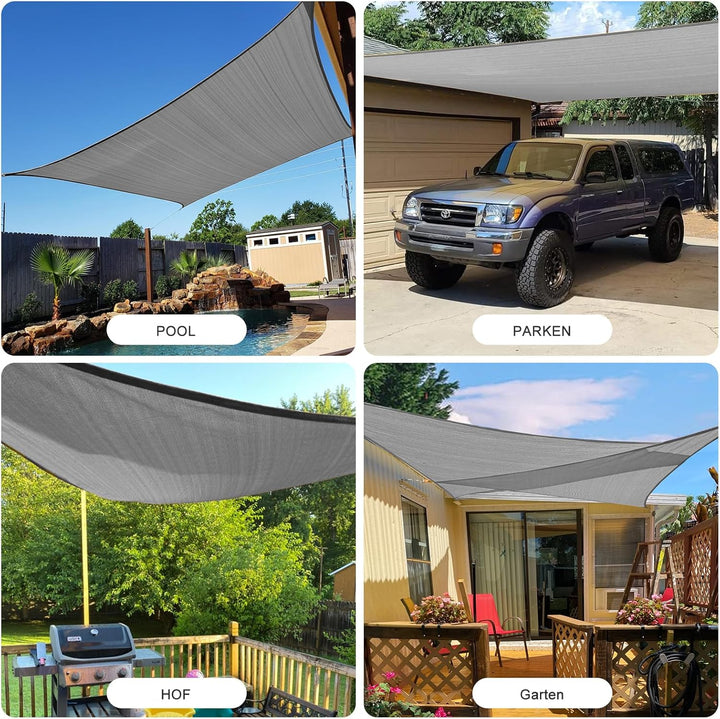 HENG FENG Sonnensegel Rechteckig 2x4m HDPE Sonnenschutz Windschutz Atmungsaktiv mit UV Schutz für Ba