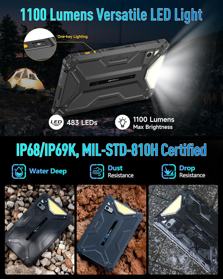 Ulefone Armor Pad 4 Ultra 5G Outdoor Tablet 10080mAh, Android 14 Wasserdicht IP68K, 16GB+256GB/SD-2T