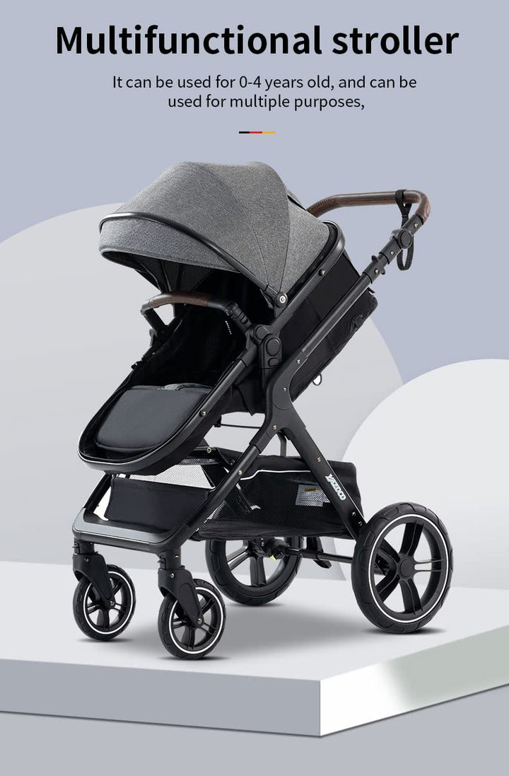 YAZOCO kinderwagen 3 in 1, Zusammenklappbar kinderwagen mit Wickeltasche,Komplettset Becherhalter,Mo