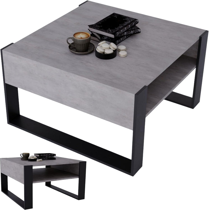 CraftPAK Couchtisch mit Stauraum | moderner Wohnzimmertisch aus Holzwerkstoff | massiv und stabil |