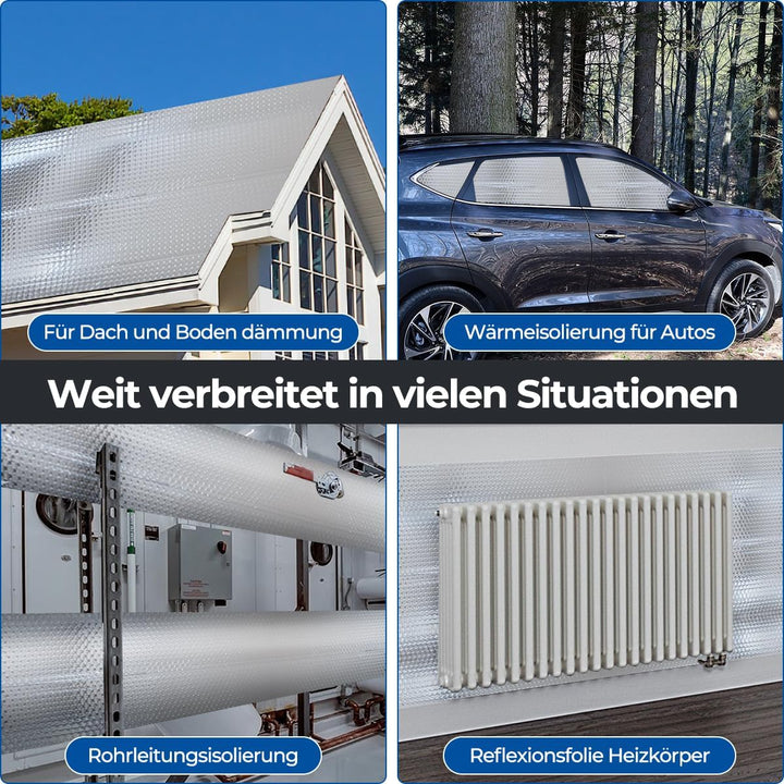 Storystore Aluminisierte Isolierfolie 120cm x 3m, 3mm Dicke Isolierung Dämmfolie Doppelseitige Alu-L