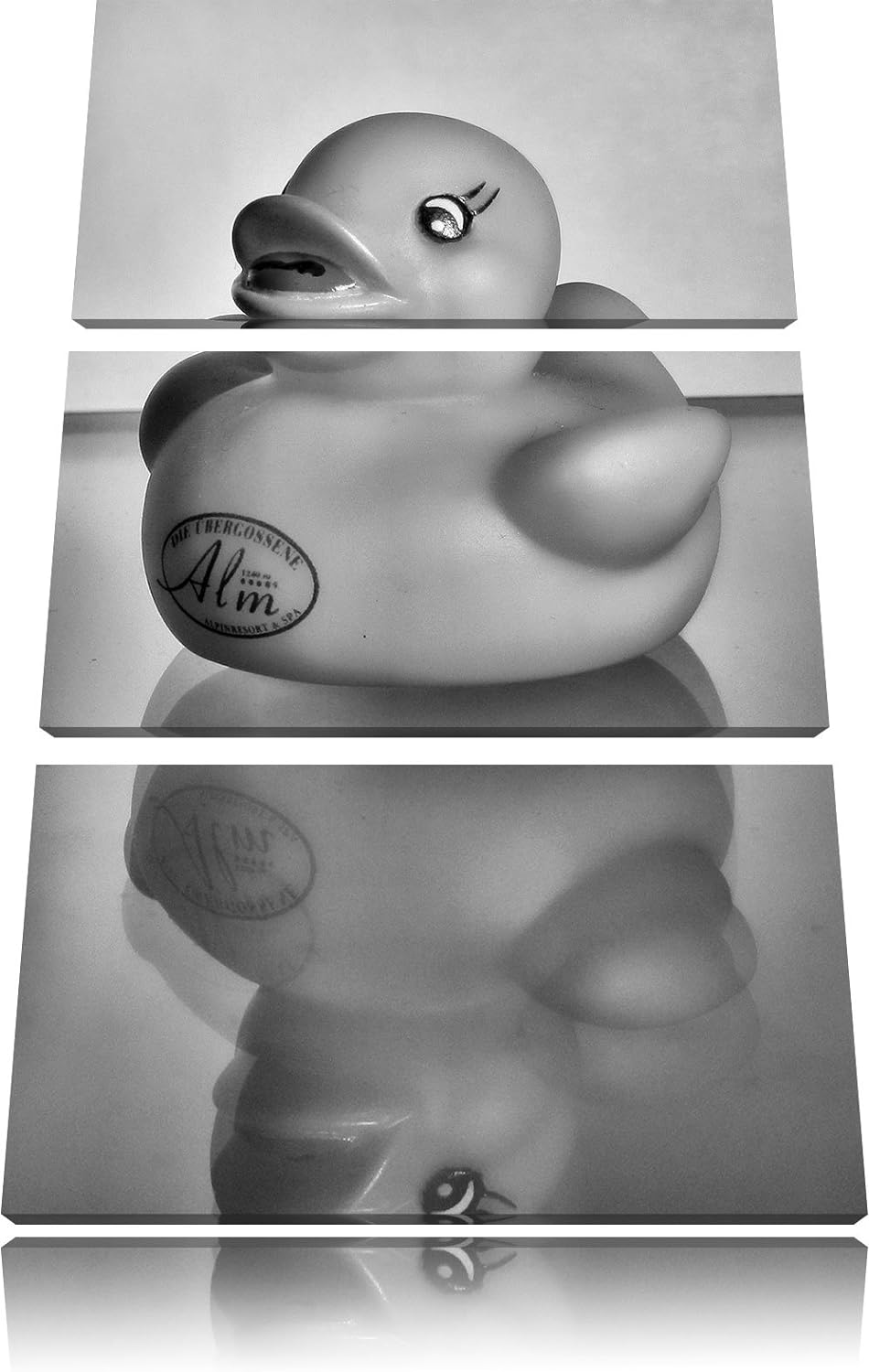 Pixxprint graues Quietsche Entchen als Leinwandbild/Grösse: 3 Teilig (120x80) cm/Wandbild/Kunstdruck