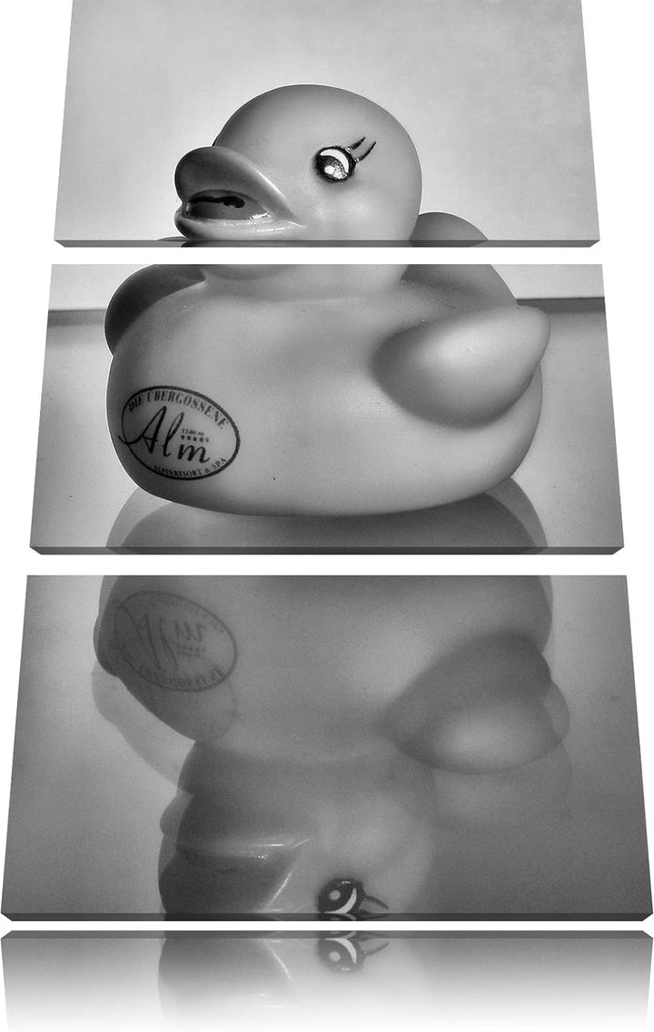 Pixxprint graues Quietsche Entchen als Leinwandbild/Grösse: 3 Teilig (120x80) cm/Wandbild/Kunstdruck