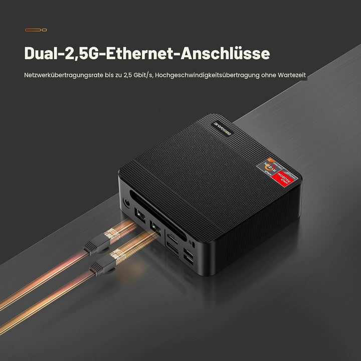 BOSGAME P4 Plus Dual 2.5G LAN Mini Gaming-PC, AMD Ryzen 7 5825U Prozessor (bis zu 4,5 GHz), Windows