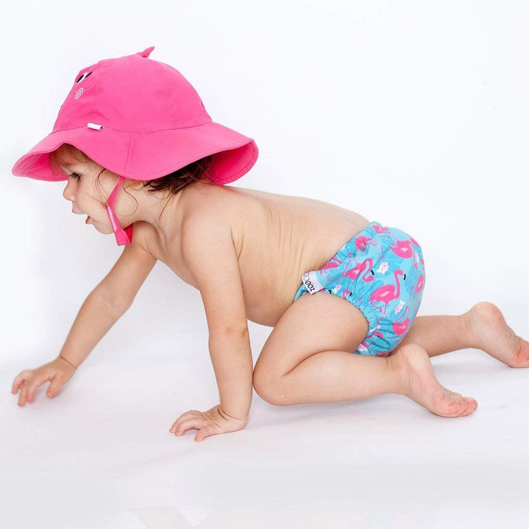 ZOOCCHINI LSF 50+ Baby Schwimmwindel & Sonnenhut Set, Franny der Flamingo, 3-6 Monate