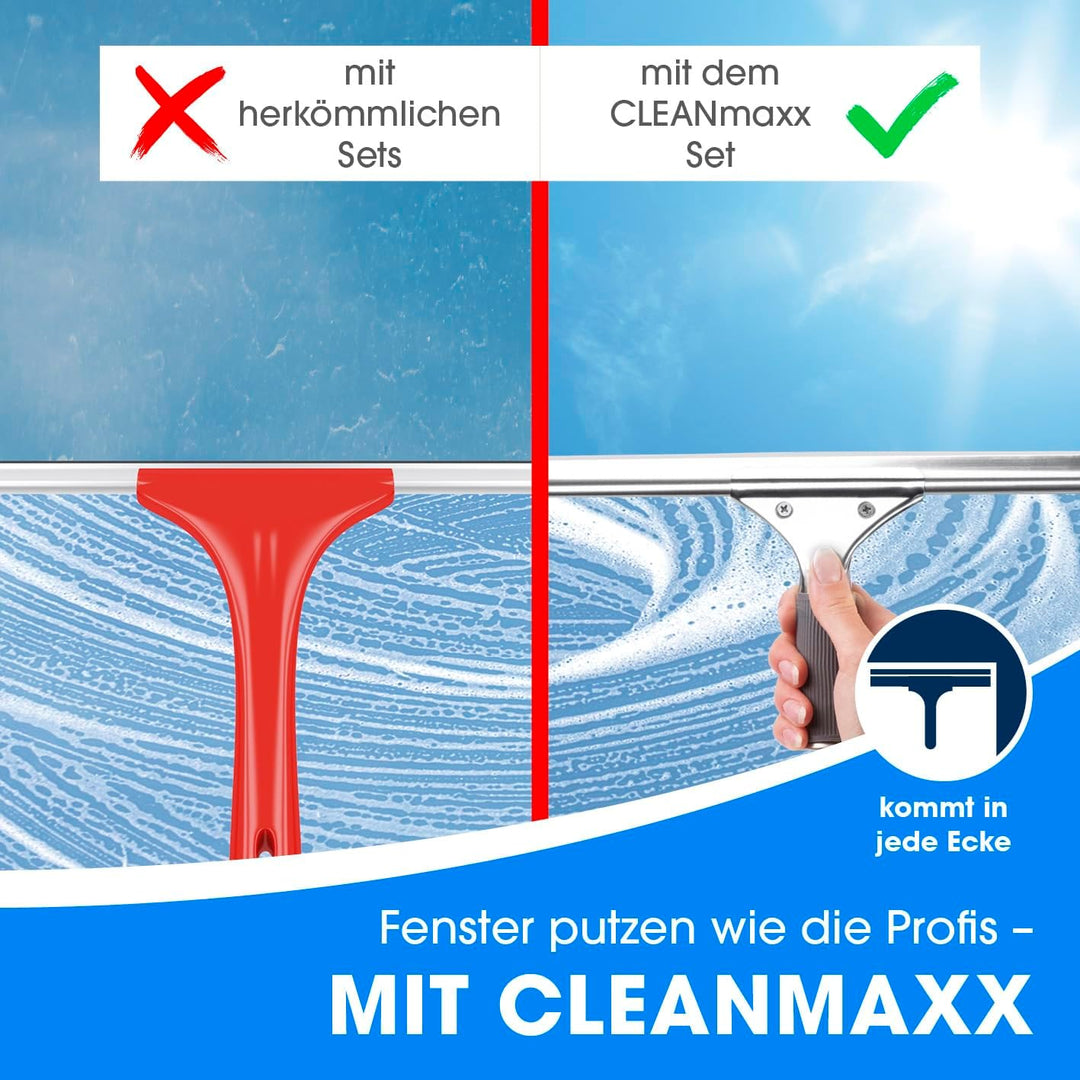 CLEANmaxx Fensterreiniger 7er Set | Einfaches & effektives Putzen | Fensterputzer Komplett-Set mit E