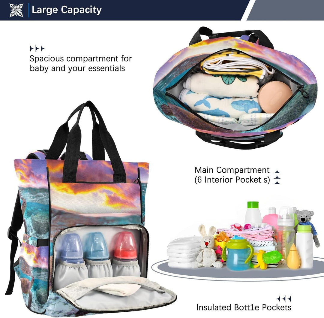 Vnurnrn Die Schildkröte Mom Taschen Wickeltasche Reiserucksack Grosse Kapazität Schulter für Freien