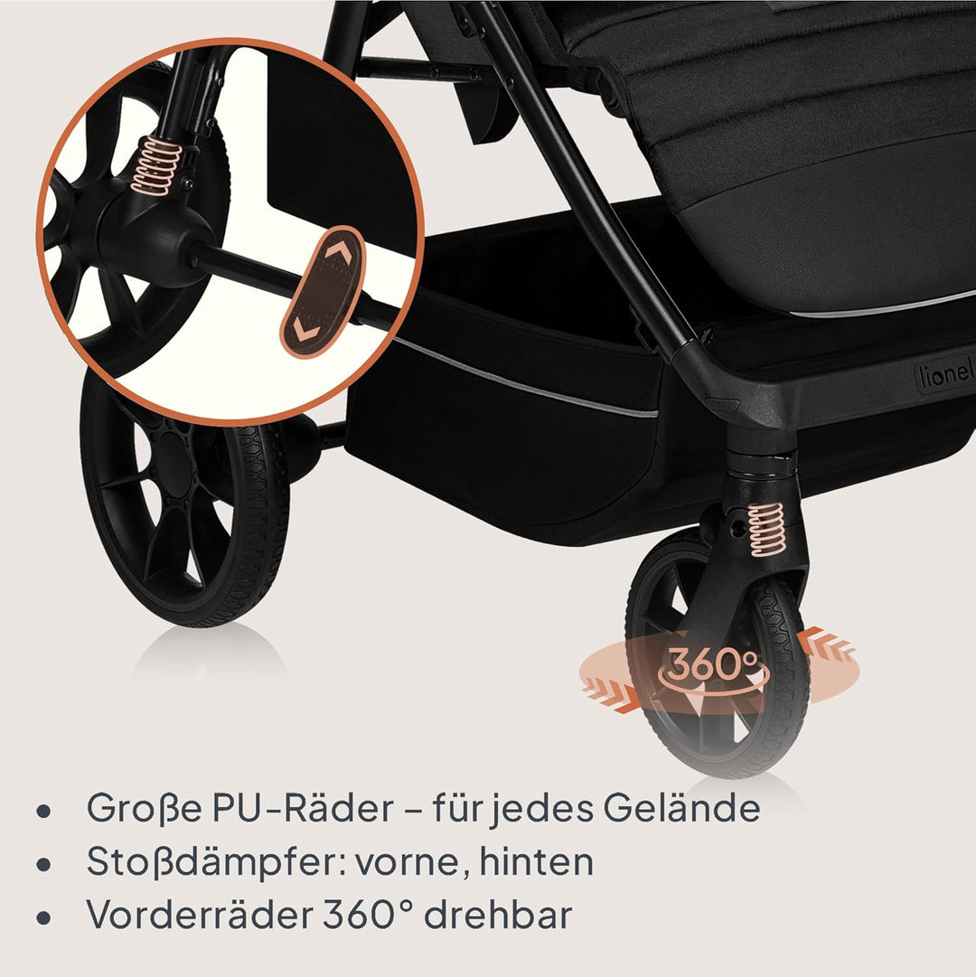 LIONELO MIRA Buggy bis zu 22 kg von 6 Monaten bis 4 Jahren Schwenkbare 360° Räder Volle Stossdämpfun