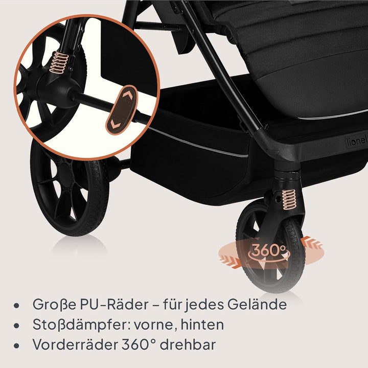 LIONELO MIRA Buggy bis zu 22 kg von 6 Monaten bis 4 Jahren Schwenkbare 360° Räder Volle Stossdämpfun