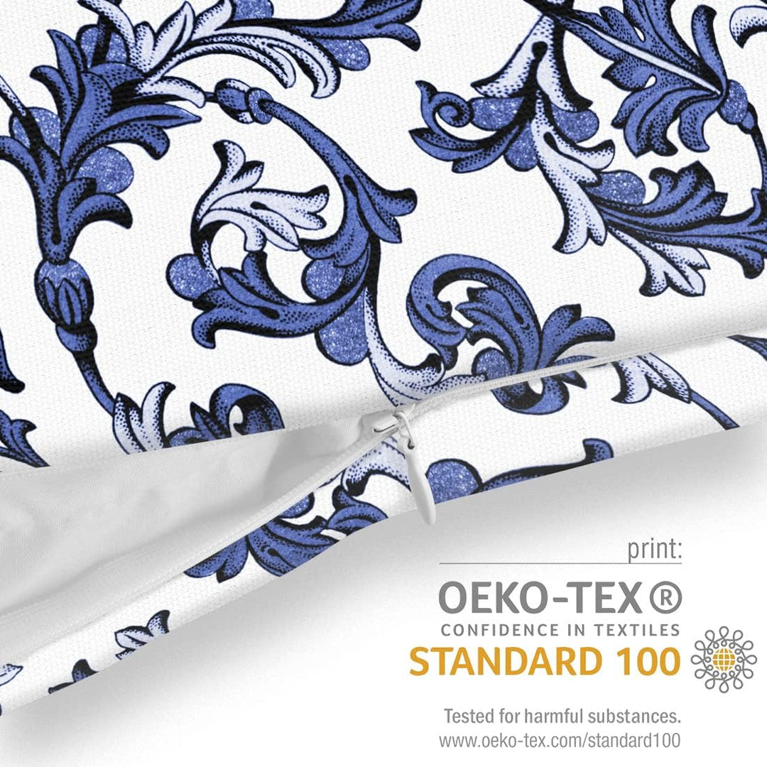 VOID Florales Blumenmuster Blau Kissenbezug Kissenhülle Sofakissen Kissen Deko Outdoor-Kissen Dekoki
