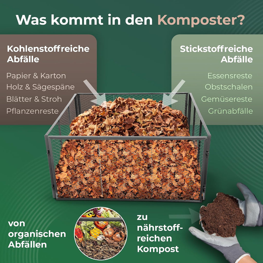 Novatool Garten-Komposter Metall 100x100x50 cm, mit erweiterbarem Stecksytem, pulverbeschichteter Me