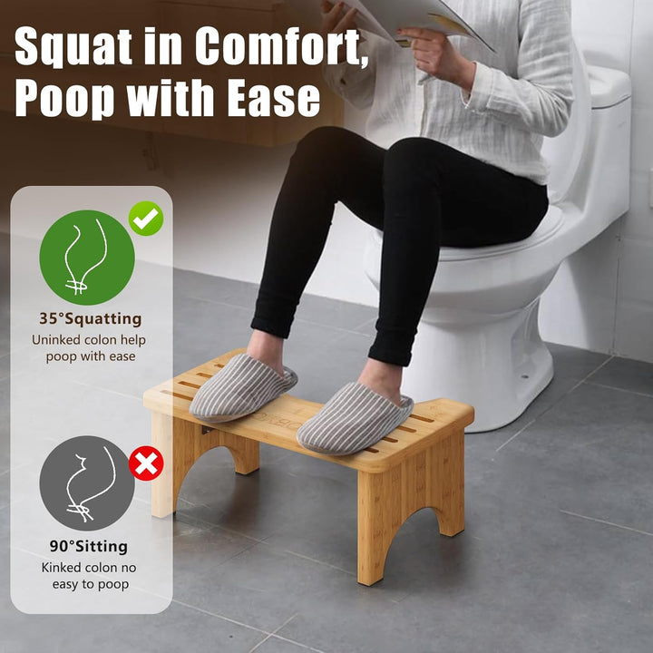 Bambus Toilettenhocker für Erwachsene, Klohocker, Ergonomischer WC-Hocker zur Förderung der Darmgesu