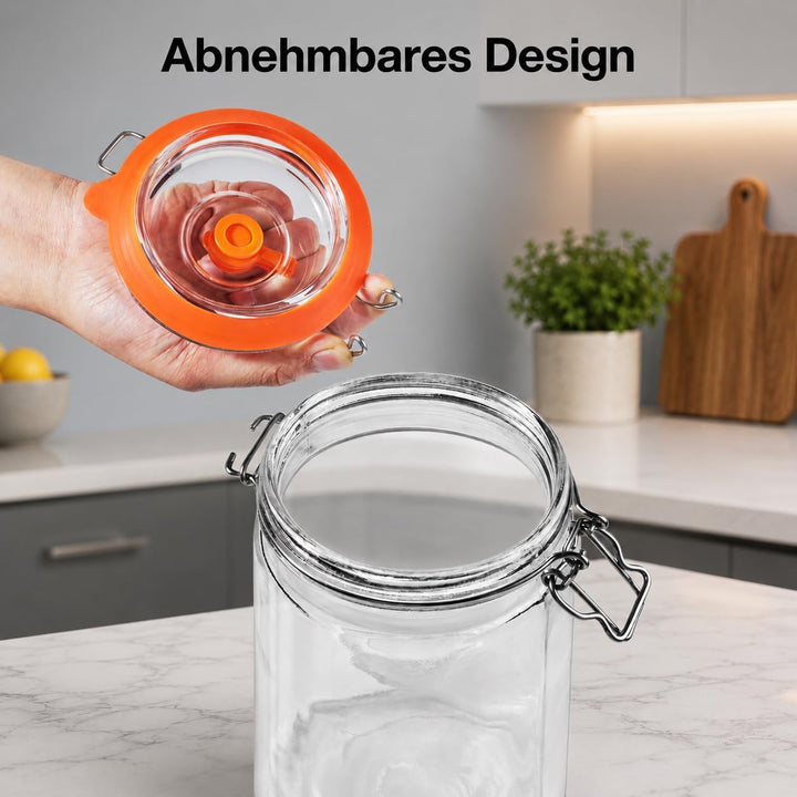 Fermentiergläser, je 1 L, eckige Glas-Fermentiergläser mit Glasgewicht für Sauerkraut, Kimchi, Pickl