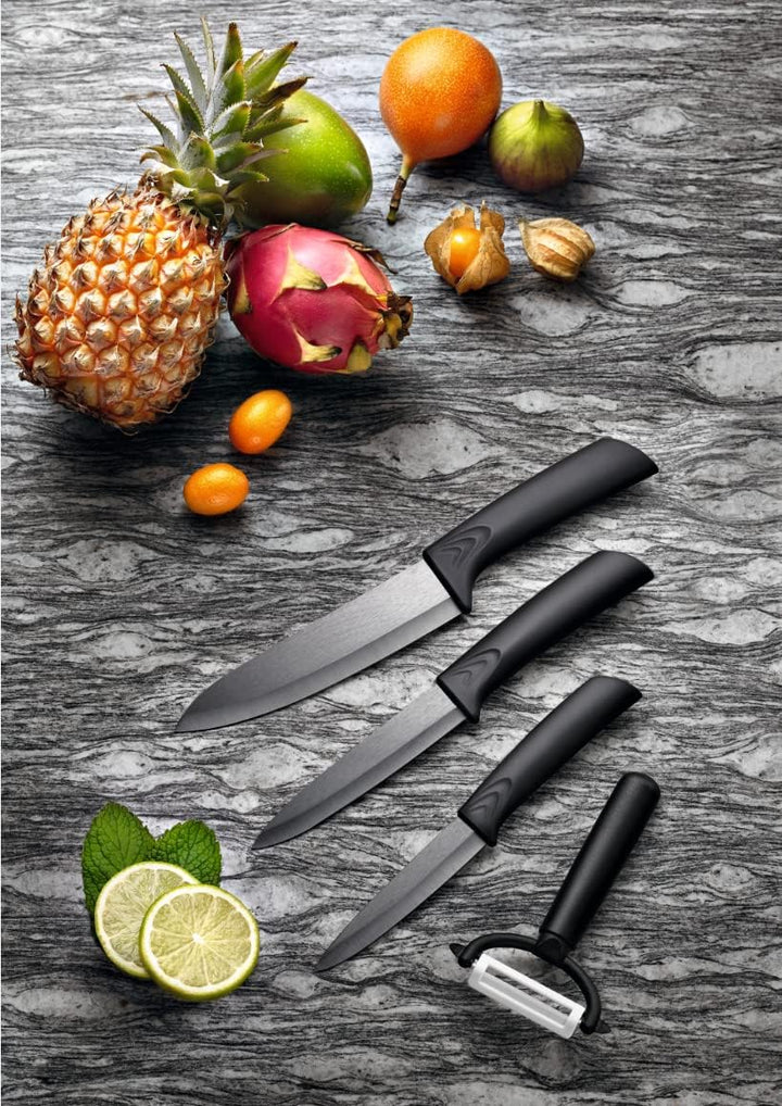 Amefa AUENTHAL Keramikmesser Set | 4-teilig | Klingen aus Keramik | Extrem scharf und leicht | Kochm